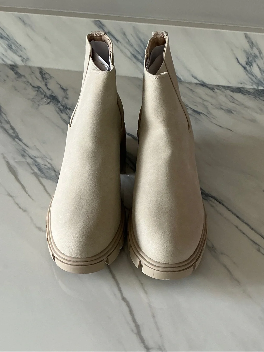 Chelsea Lug Boots in Cream - Women